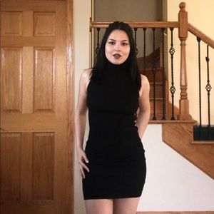 Black ribbed turtleneck sweater dress NWOT